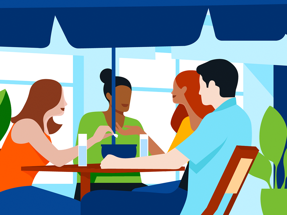 Editorial cover illustrations for Chase Bank blog articles, based on their brand style