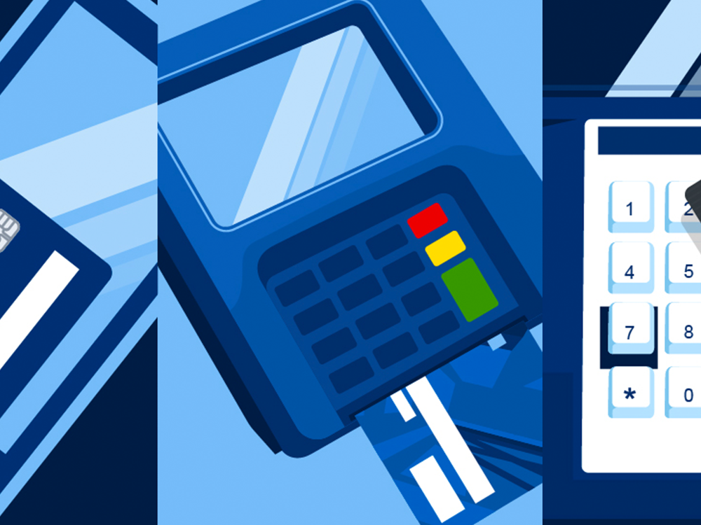 Editorial cover illustrations for Chase Bank blog articles, based on their brand style